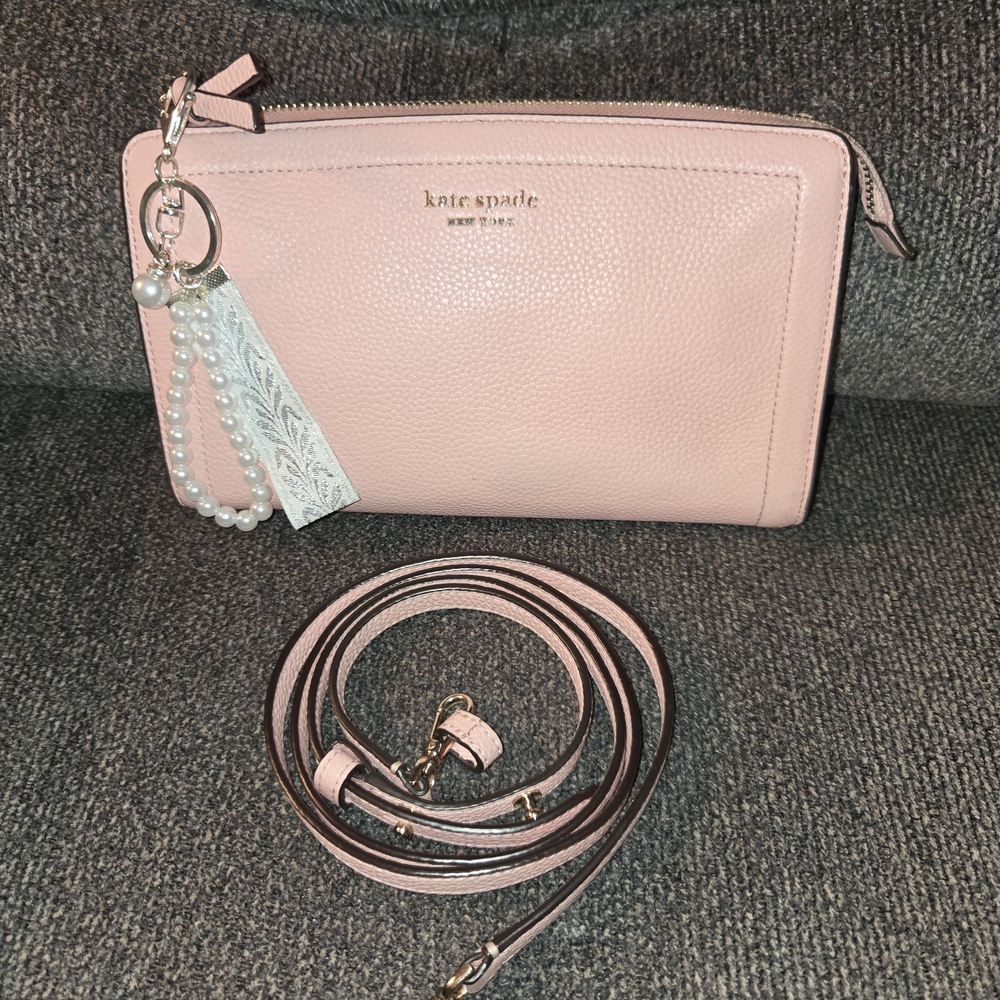 Kate Spade Blush Pink Crossbody Bag with Pearl Charm
